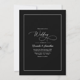 Convite Minimalist Black & White Timeless Wedding QR Code