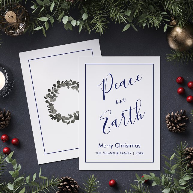 Convite Minimalist|Blue Peace on Earth Christmas Card (Criador carregado)