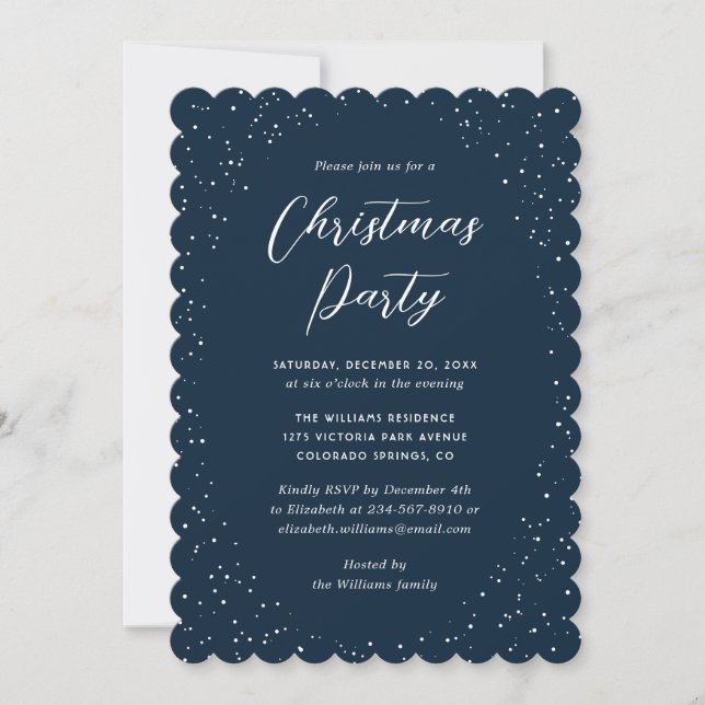 Convite Minimalist Blue Snowy Christmas Party (Frente)