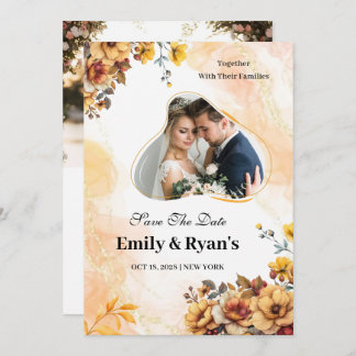 Convite Minimalist Blush Floral Elegant Wedding Photo