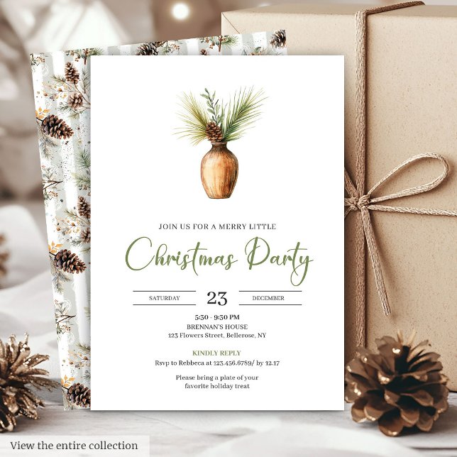 Convite Minimalist Boho Earthy Watercolor Christmas Invite (Minimalist Boho Earthy Watercolor Christmas Invite)