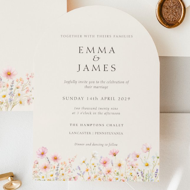 Convite Minimalist Boho Floral Wedding Invitation (Minimalist Boho Floral Wedding Invitation)