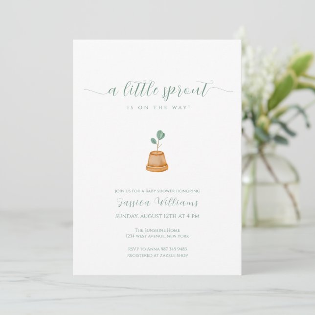 Convite Minimalist Boho Little Sprout Garden Baby Shower (Em pé/Frente)