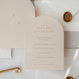 Convite Minimalist Boho Sand Copper Script Wedding