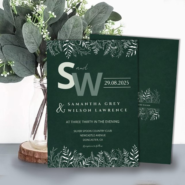Convite Minimalist Botanical Leafy Wedding Invitation (Criador carregado)