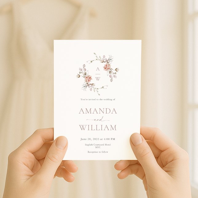 Convite Minimalist Botanical Monogram Invitation (Criador carregado)