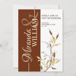 Convite Minimalist Botanical Terracotta Wedding Invitation