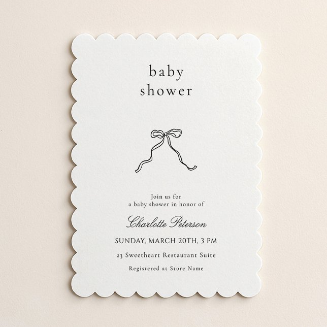 Convite Minimalist Bow Baby Shower Invitation (Criador carregado)