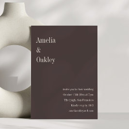 Convite Minimalist Brown Elegant Chic Modern Wedding