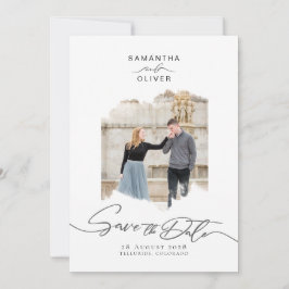 Convite Minimalist Brush Stroke Photo Frame Save the Date