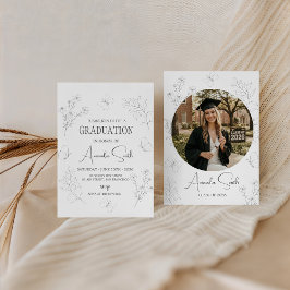 Convite Minimalist Butterfly Floral Graduation Invite