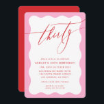 Convite MINIMALIST Calligraphy wave 30th party pink red<br><div class="desc">by kat massard / WWW.SIMPLYSWEETPAPERIE.COM
Love the design,  but would like to see some changes - another colour scheme,  product,  add a photo or adapted for a different occasion - no worries simply contact me,  kat@simplysweetPAPERIE.com I am happy to help!</div>