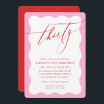 Convite MINIMALIST Calligraphy wave 30th party pink red<br><div class="desc">by kat massard / WWW.SIMPLYSWEETPAPERIE.COM
Love the design,  but would like to see some changes - another colour scheme,  product,  add a photo or adapted for a different occasion - no worries simply contact me,  kat@simplysweetPAPERIE.com I am happy to help!</div>