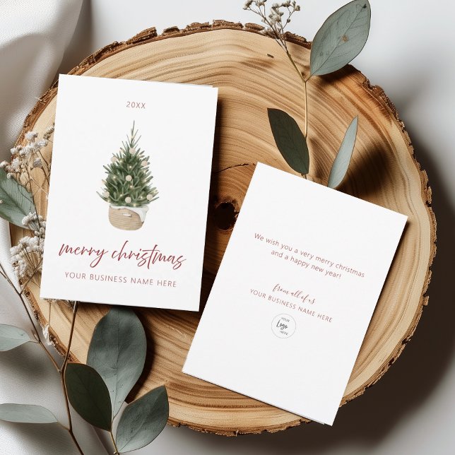 Convite Minimalist Christmas Tree Business Holiday Card (Criador carregado)