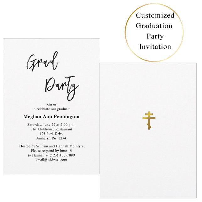Convite Minimalist Classic Orthodox Graduation Party (Criador carregado)