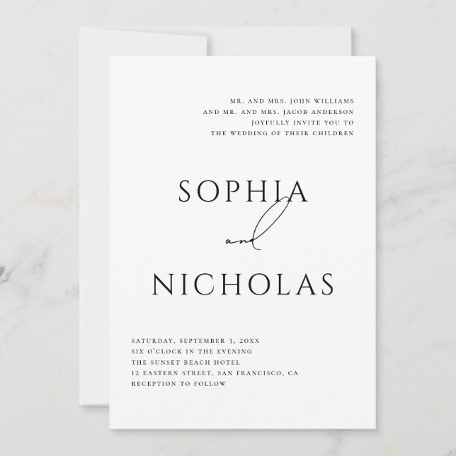 Convite Minimalist Classic Wedding | Elegant Typography (Frente)