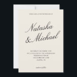 Convite Minimalist Classy Black and Ivory Wedding<br><div class="desc">Create your own custom wedding invitations in a minimalist elegant style. Add your personalized details of your wedding day in modern typography with names in classic script design.</div>