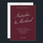 Convite Minimalist Classy Burgundy Wedding<br><div class="desc">Create your own custom wedding invitations in a minimalist elegant style. Add your personalized details of your wedding day in modern typography with names in classic script design.</div>