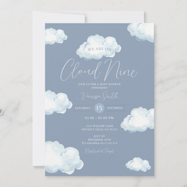 Convite Minimalist Cloud Nine Baby Shower Party (Frente)