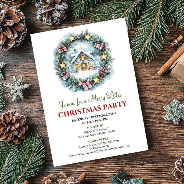 Convite Minimalist Cozy Christmas Scene Holiday Invitation (Minimalist Cozy Christmas Scene Holiday Invitation)
