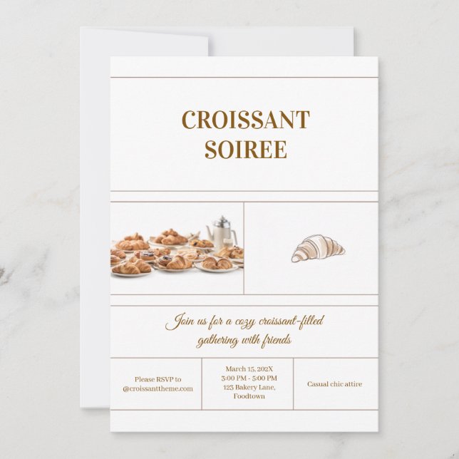 Convite Minimalist Croissant Invitation (Frente)