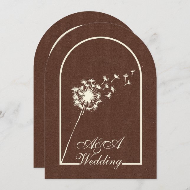 Convite Minimalist Dark Brown and Ivory Arch Wedding  (Frente/Verso)