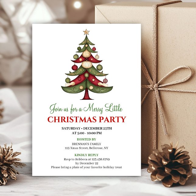 Convite Minimalist designer Christmas tree party invite (Minimalist designer Christmas tree party invite)