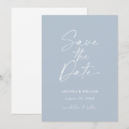 Convite Minimalist Dusty Blue Save the Date Invitation