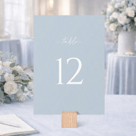 Convite Minimalist Dusty Blue Wedding Table Number Sign