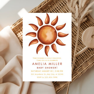 Convite Minimalist Earth Tone Baby Shower