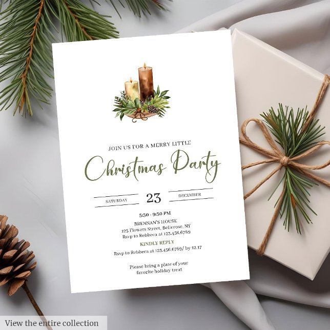 Convite Minimalist Earthy Red Green Rustic Christmas Party (Minimalist Earthy Red Green Rustic Christmas Party

)