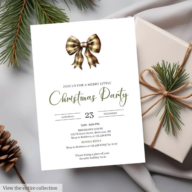 Convite Minimalist Earthy Red Green Rustic Christmas Party (Minimalist Earthy Red Green Rustic Christmas Party

)