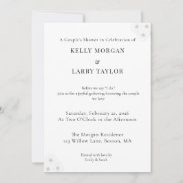 Convite Minimalist elegant couple shower invitation card