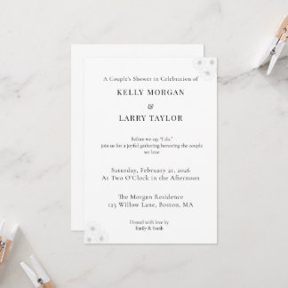 Convite Minimalist elegant couple shower invitation card