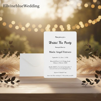 Convite Minimalist Elegant Typography Bridal Tea Party