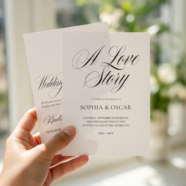 Convite Minimalist Elegant Wedding Invitation with QR Code (Criador carregado)