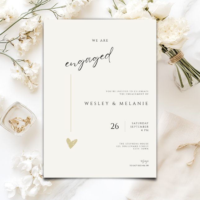 Convite Minimalist Engagement Party Invitation (Criador carregado)