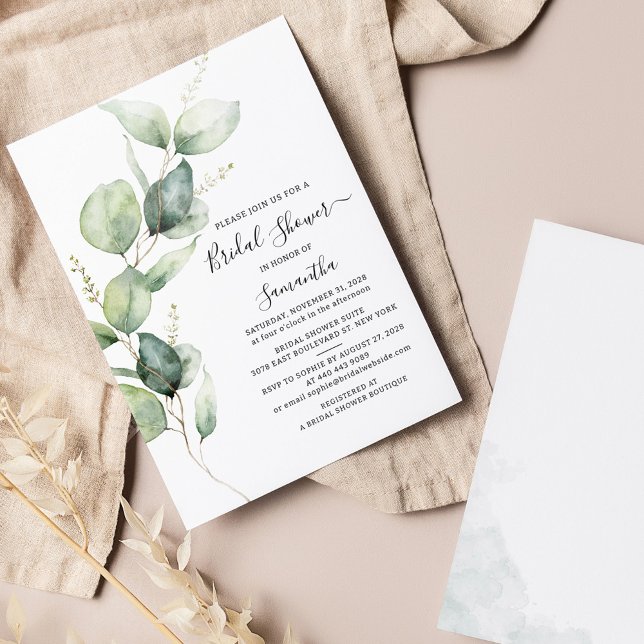 Convite Minimalist Eucalyptus Greenery Bridal Shower (Criador carregado)