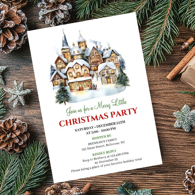 Convite Minimalist festive city Christmas party invitation (Minimalist festive city Christmas party invite

)