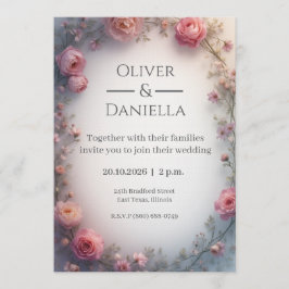Convite Minimalist Floral Christian Wedding Invitation
