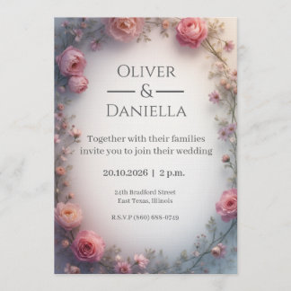 Convite Minimalist Floral Christian Wedding Invitation