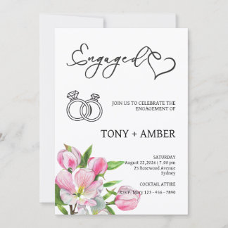 Convite Minimalist Floral Engagement Invitation