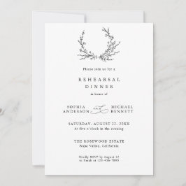 Convite Minimalist Floral Line Art Wedding Rehearsal  