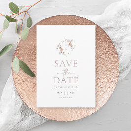 Convite Minimalist Floral Monogram Save the Date Card