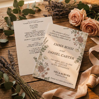 Convite Minimalist Floreal Cream All In One Wedding 