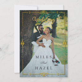 Convite Minimalist Full Photo Wedding | Elegant Gold