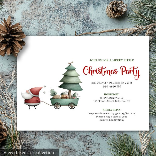 Convite Minimalist Funny Santa Claus Festive Party Invite (Minimalist Funny Santa Claus Festive Party Invite)