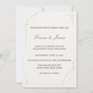 Convite Minimalist Gold Line Wedding Invitation