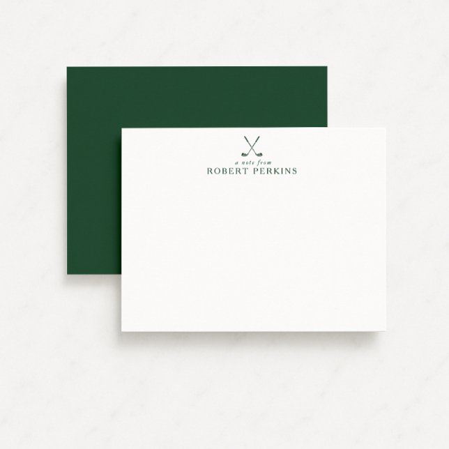 Convite Minimalist Golf Green Stationery Note Card (Criador carregado)