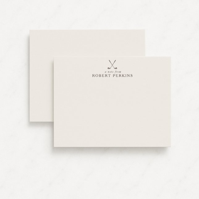 Convite Minimalist Golf logo Ivory Stationery Note Card (Criador carregado)